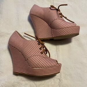 BC Nautical Red and Cream Striped Wedge